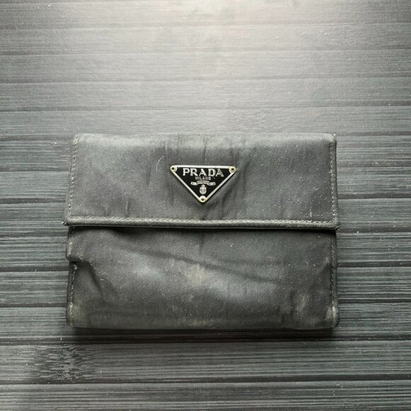 Prada Nylon Snap Wallet Black Authentic|Used - Picture 1 of 5